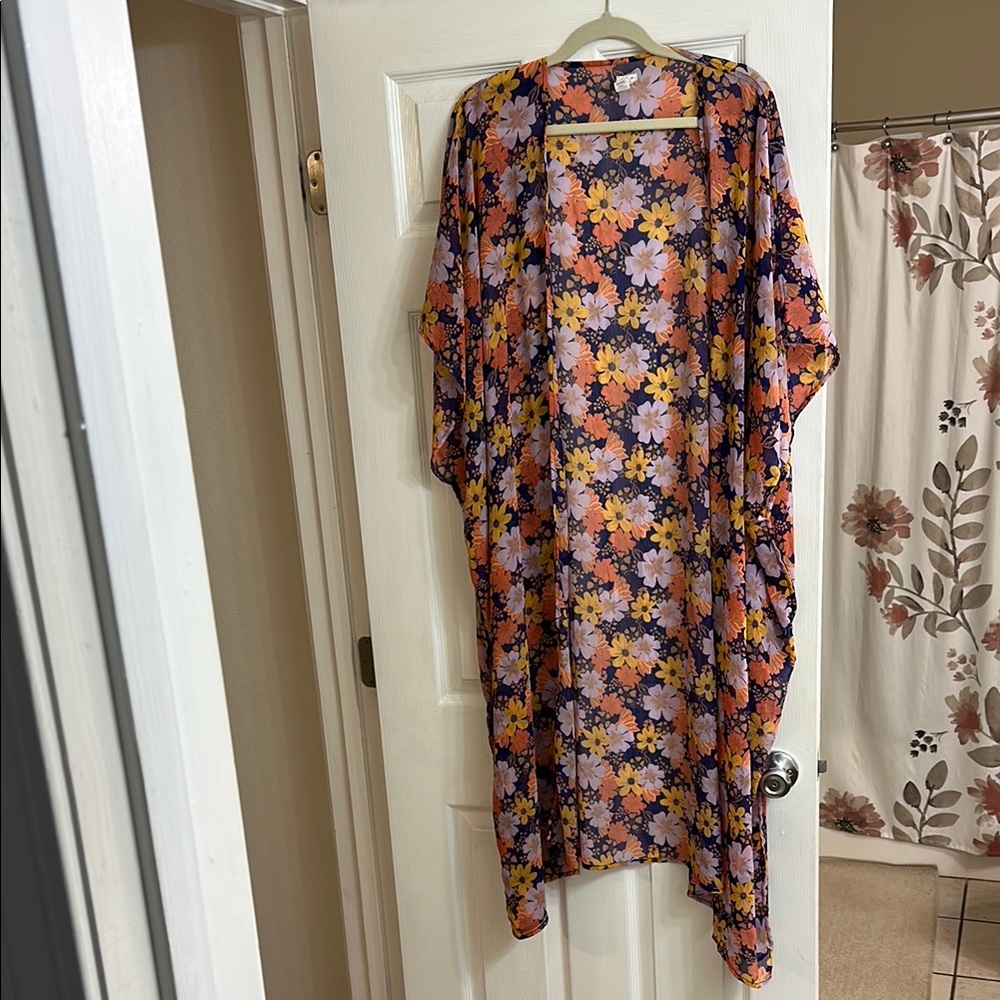 Aerie Floral Kimono - Purple and Orange